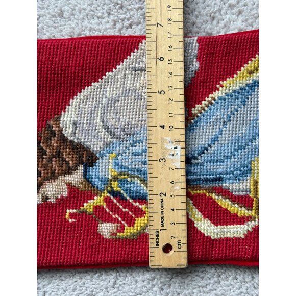 Lands End Angel Needlepoint Embroidered ' Rowan ' Christmas Wool Stocking Red - Picture 3 of 8
